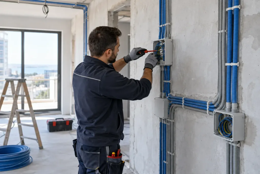 Yeni elektrik tesisatı ve kablo kanalı uygulamasını gösteren temsili görsel