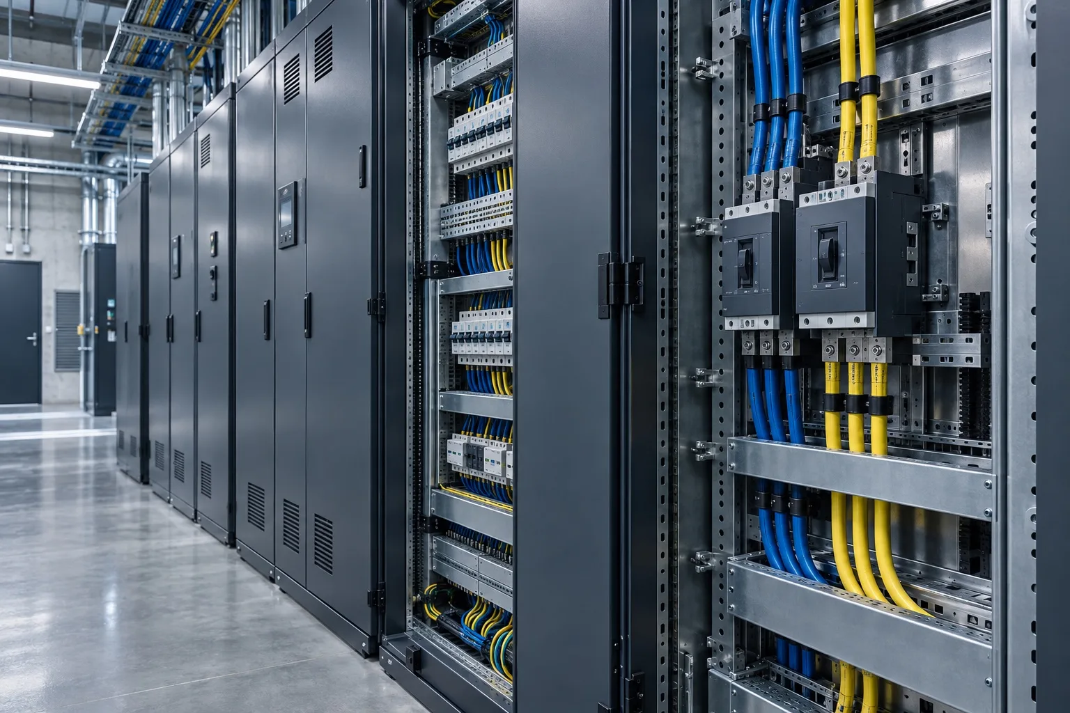 Düzenli kablolamaya sahip elektrik panoları
